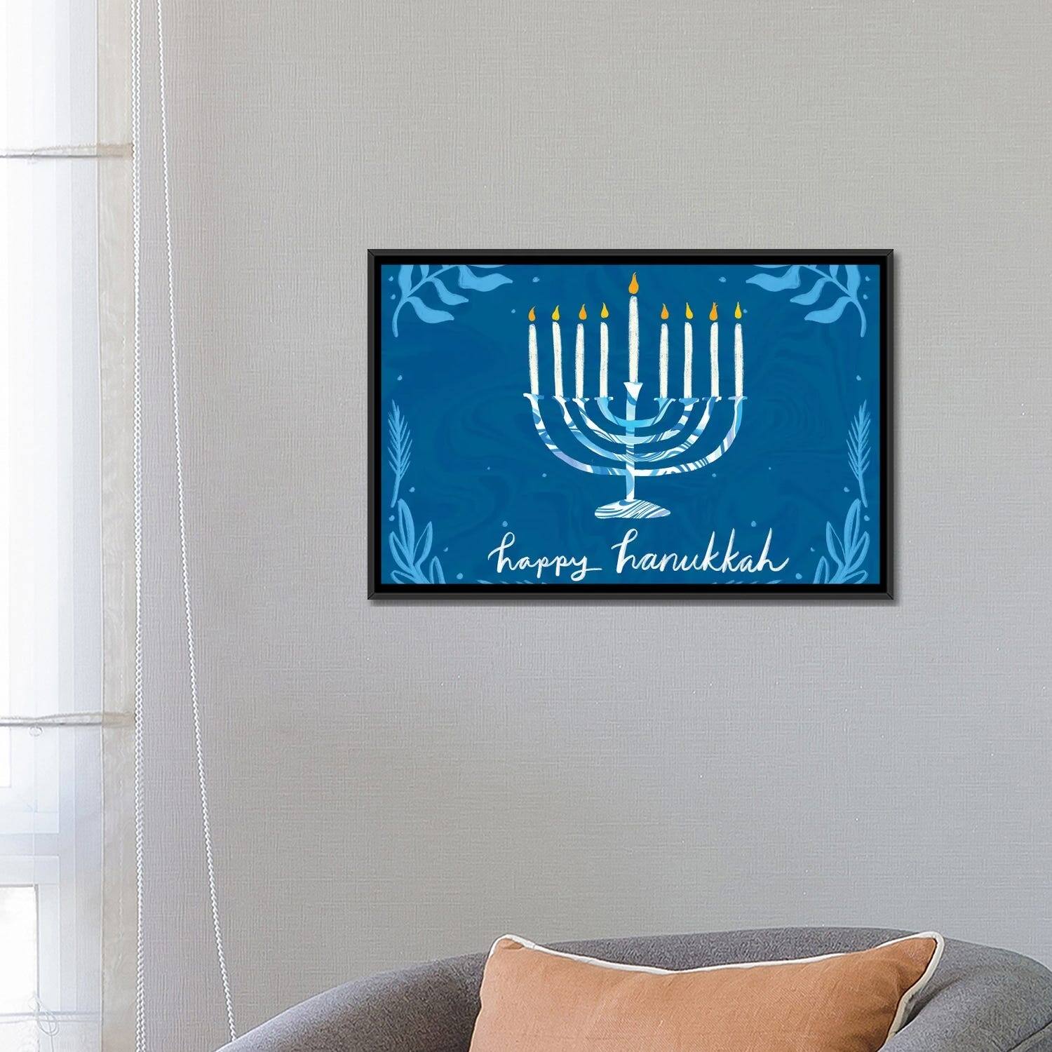 iCanvas "Happy Hanukkah I" by EttaVee Framed Bed Bath & Beyond 37010527